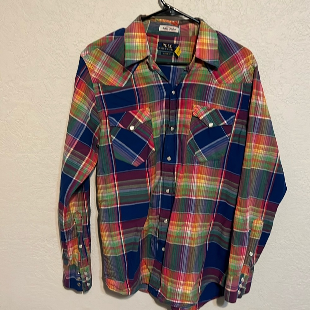 Polo Classic Fit Madras Pearl Snap